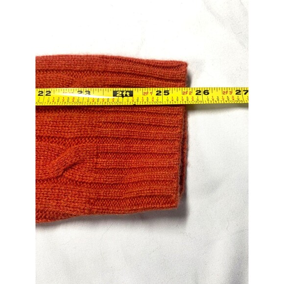 Evelyn Grace 100% Cashmere XL Cable Knit Orange Sweater Crew Neck NEW - Picture 6 of 7